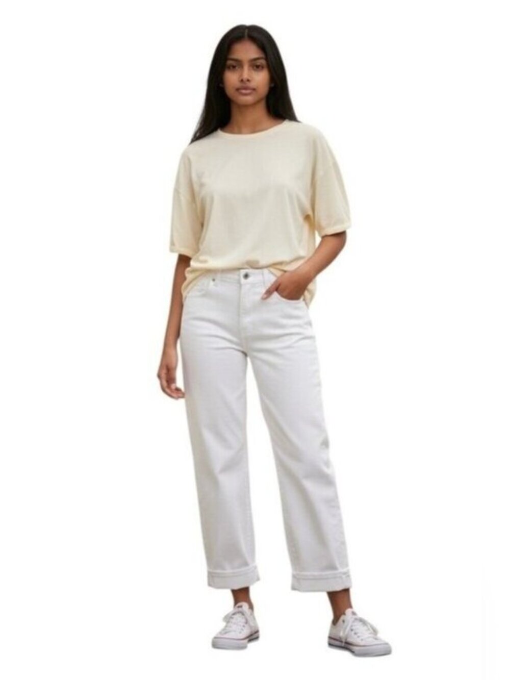 Jessica Simpson Adored High-Rise Wide Crop Jeans White Size 26